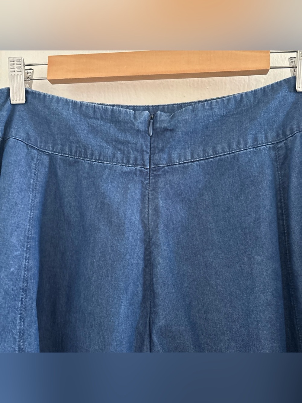 Tatuum Blue Cotton A-Line Midi Skirt w/ Pockets & Back Zip Size 42 - Picture 5 of 8